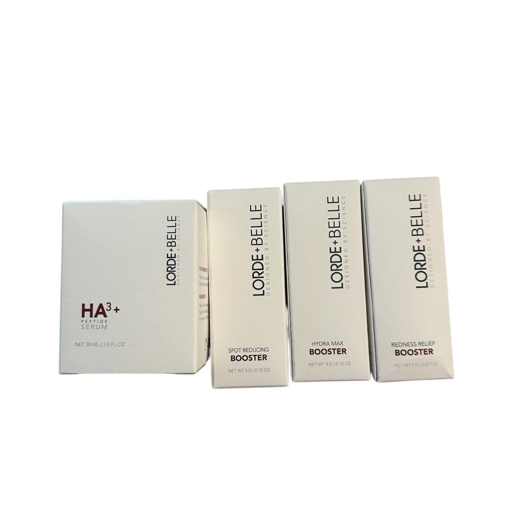 Lorde + Belle HA3+ Peptide Serum w/ Press Top 3 Powder Booster Skincare Set NIB